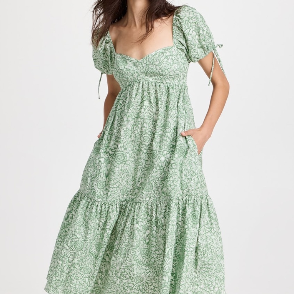 Amanda Uprichard Green Sicily Midi Dress
